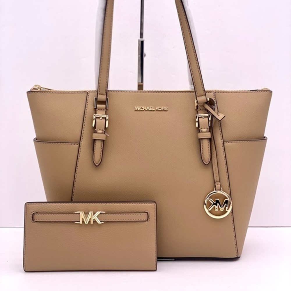 MICHAEL KORS CHARLOTTE LARGE TOP ZIP TOTE AND Wallet Set
